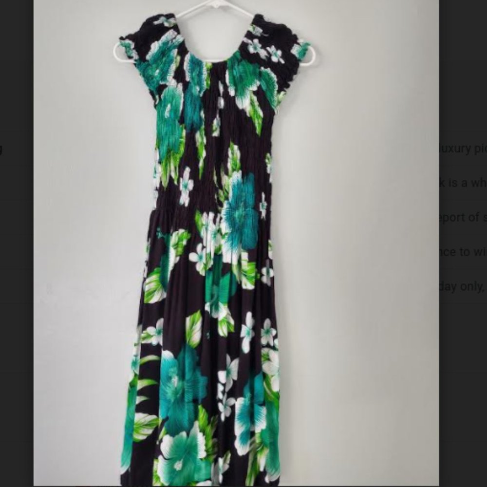Green floral, stretchy dress